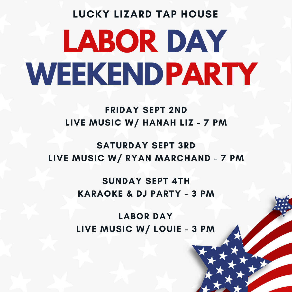 Labor Day weekend Lineuop
